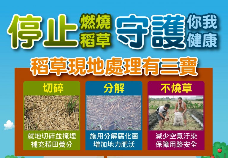 稻草分解菌有機質肥料每公斤(升)補助5元　稻草不燃燒 環保又免罰