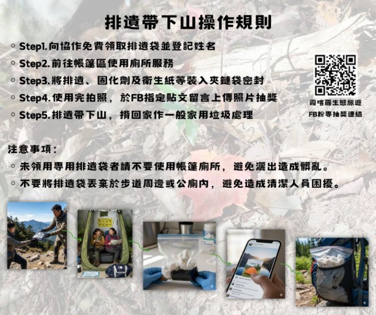 霞喀羅國家步道「排遺帶下山」五步二不要　公私協力推動無痕山林