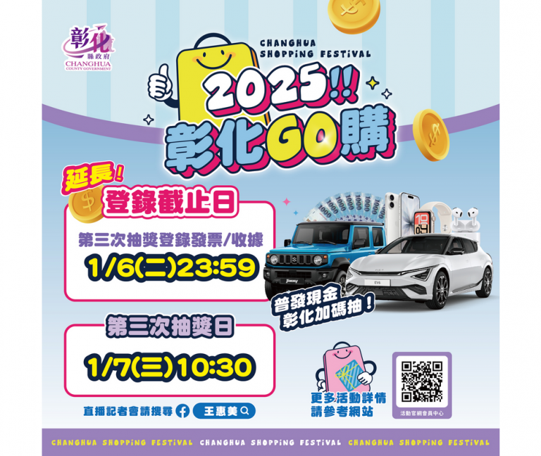 「2025彰化GO購」消費登錄系統恢復正常 登錄期限延長至1月6日 「2025彰化GO購」消費登錄系統恢復正常 登錄期限延長至1月6日