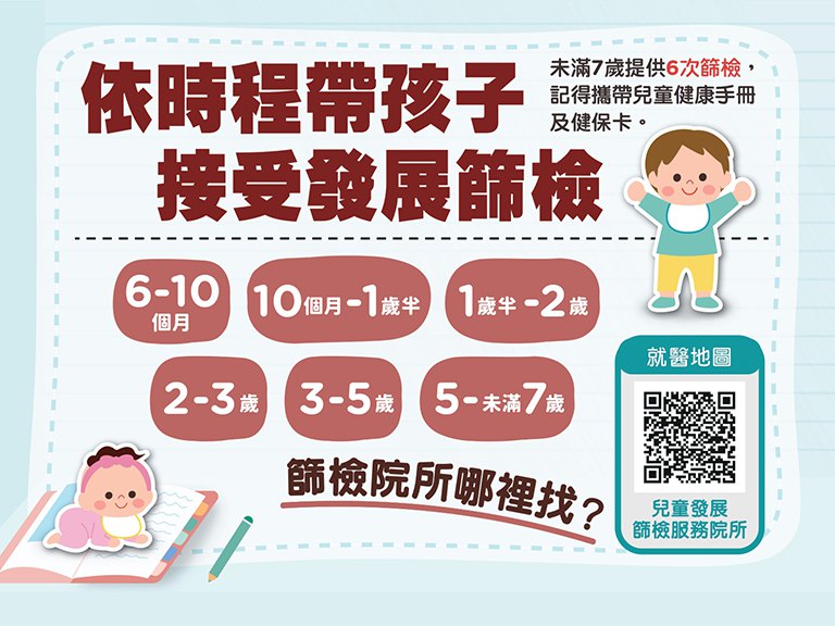 零到六歲成長關鍵期　把握6次免費兒童發展篩檢
