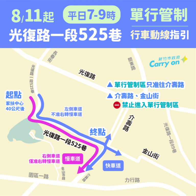 改善園區通勤塞車！　高虹安市長：光復路一段525巷8/11起試辦上午尖峰實施單行管制